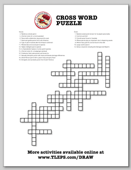 Parrot Crossword Page for Kids